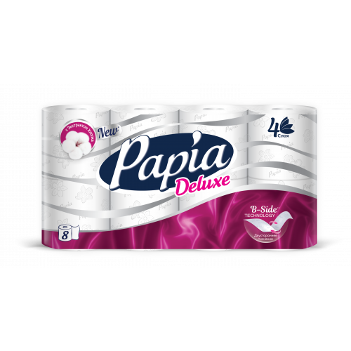Туалетная бумага Papia Deluxe белая 4-ех слойная 8 шт