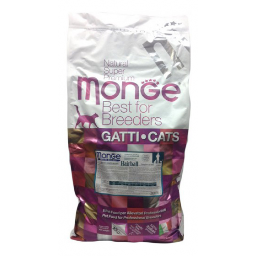 Сухой корм для кошек Monge Hairball, для выведения шерсти, курица, 10кг