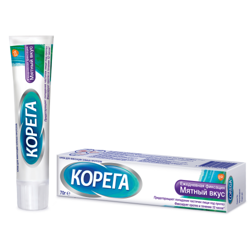 Крем для фиксации зубных протезов Corega Ежедневная защита, мятный вкус, 70 г