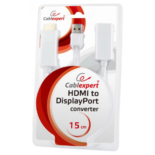Адаптер HDMI на DisplayPort конвертер Cablexpert DSC-HDMI-DPW плюс usb питание, белый