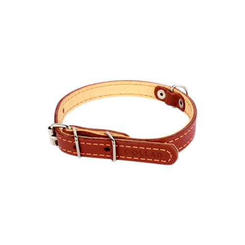 Ошейник для собак Collar, кожаный, двойной, коричневый, 27-35 см x 14 мм