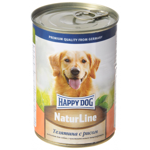 Консервы для собак Happy Dog NaturLine, телятина, рис, 400г