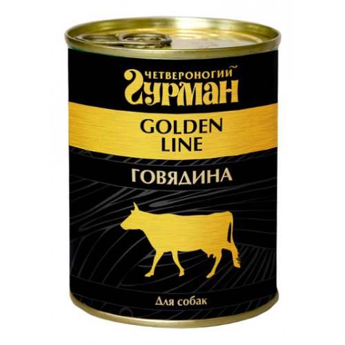 Консервы для собак Четвероногий Гурман Golden line, говядина натуральная, 340г