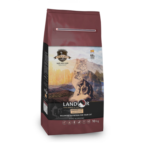 Сухой корм для кошек Landor Indoor Cat, для домашних, утка, 10кг