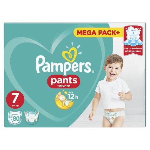 Трусики Pampers Pants 17+ кг, размер 7, 80 шт
