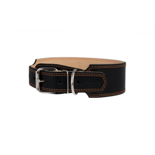 Ошейник для собак Collar, кожаный, двойной, черный, 48-63 см x 35 мм