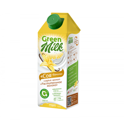 Растительный напиток Green Milk соя-ваниль 0.75 л