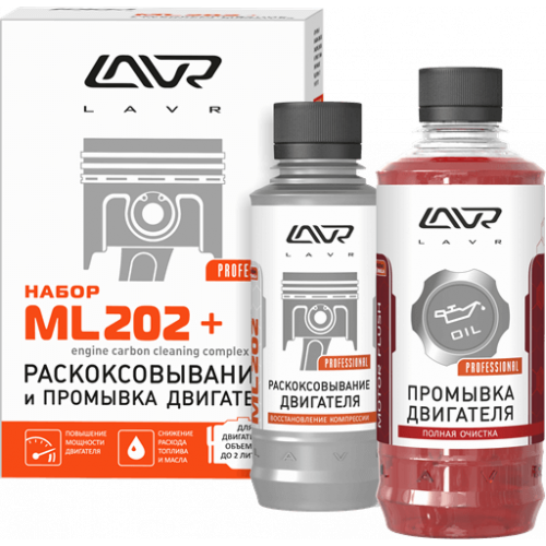 Набор: Раскоксовывание МL202 + 5-минутная промывка двигателя, 185мл/ 330мл