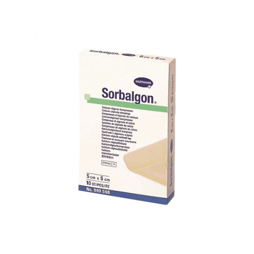 Повязка Sorbalgon из кальция-альгината для экссудирующих и кровоточащих ран 5х5 см 10 шт
