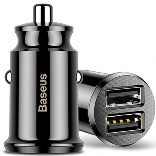 Автомобильное ЗУ быстрое PD 3.0+QC 4+ 2xUSB Baseus Square Metal - Черное (CCALL-AS01)