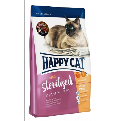 Сухой корм для кошек Happy Cat Sterilised, для стерилизованных, лосось, 10кг
