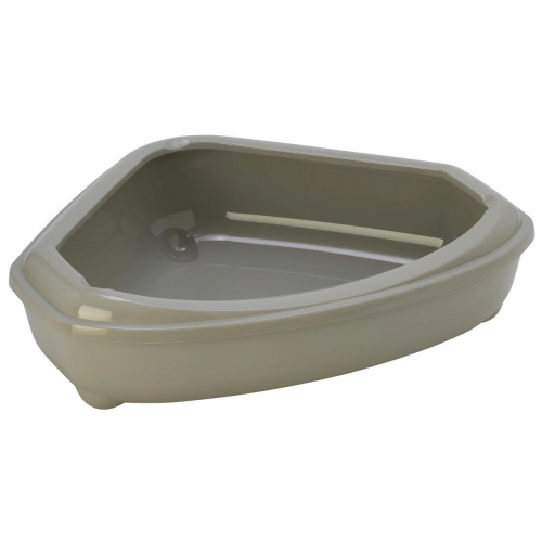 Лоток для кошек MODERNA Corner Tray с высоким бортом, серый, 55 х 45 х 13 см