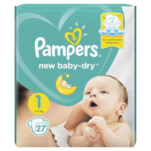 Подгузники для новорожденных Pampers New Baby-Dry Newborn (2-5 кг) 27 шт