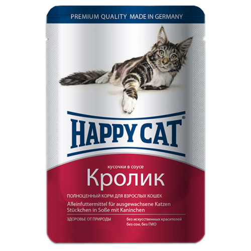 Влажный корм для кошек Happy Cat, кролик, 100г