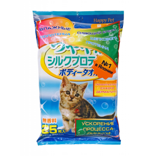 Влажные полотенца для кошек Japan Premium Pet, с целебными свойствами меда, 25 шт