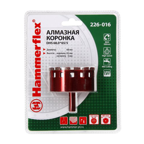 Алмазная коронка по керамограниту/стеклу Hammer Flex 226-016 (58979)