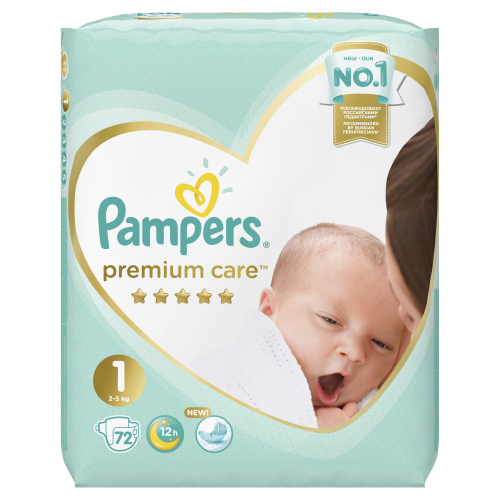 Подгузники для новорожденных Pampers Premium Care 1 (2-5 кг), 72 шт