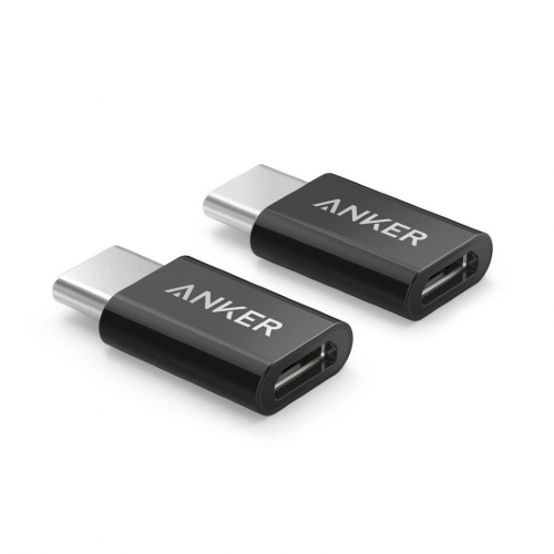 Переходник Anker MicroUSB/USB-C черный 2 шт