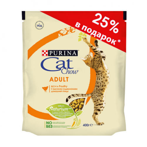 Сухой корм для кошек Cat Chow Adult, домашняя птица, 0,4кг