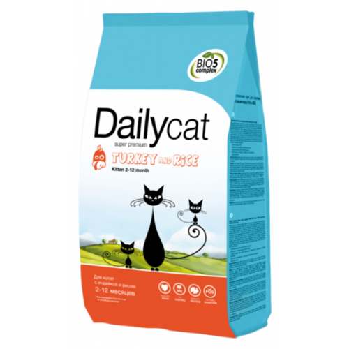 Сухой корм для котят Dailycat Kitten, индейка с рисом, 10кг