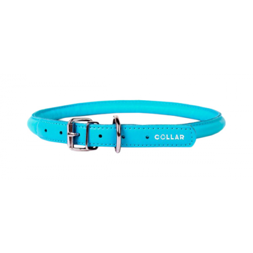Ошейник для собак Collar Glamour, кожаный, круглый, синий, 39-47 см x 10 мм