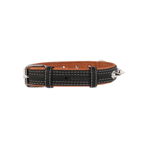 Ошейник для собак Collar Soft, кожаный с шипами, черный, 51-71 см x 35 мм