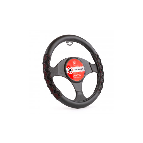 Оплетка на руль Autoprofi AP-1948 BK/RD (M)