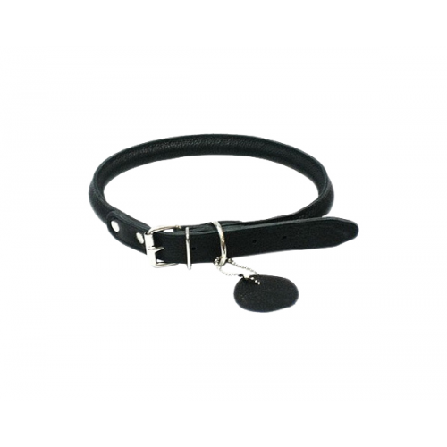 Ошейник для собак Collar Soft, кожаный, круглый, черный, 45-53 см x 13 мм