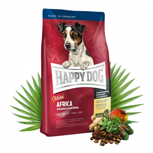 Сухой корм для собак Happy Dog Supreme Mini Africa, для мелких пород, страус,картофель,1кг