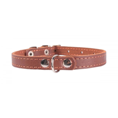 Ошейник для собак Collar, кожаный, одинарный, коричневый, 24-32 см x 12 мм