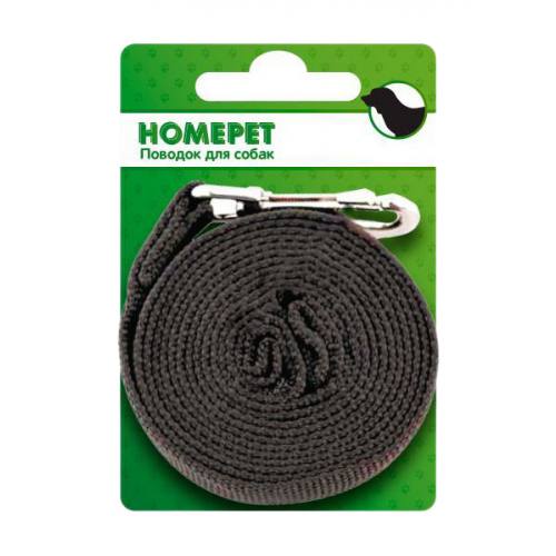 Поводок для собак HOMEPET, брезентовый с карабином, зеленый, 3 м x 25 мм