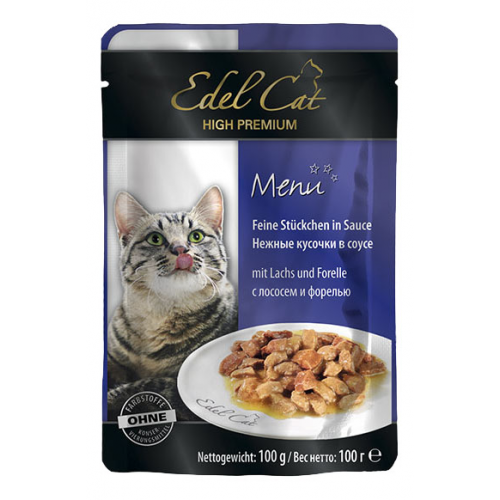 Влажный корм для кошек Edel Cat, лосось, рыба, 100г