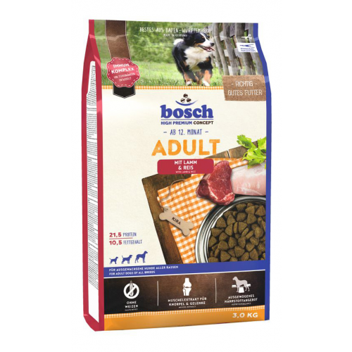 Сухой корм для собак Bosch Adult, ягненок и рис, 3кг