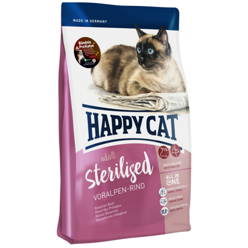 Сухой корм для кошек Happy Cat Sterilised, для стерилизованных, говядина, 10кг