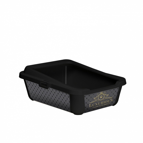 Лоток для кошек MODERNA Hercules Luxurious с высоким бортом, черный, 51 х 39 х 19 см