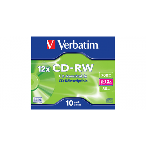 Диск CD-RW Verbatim 700Mb 12x (10шт) (43148)