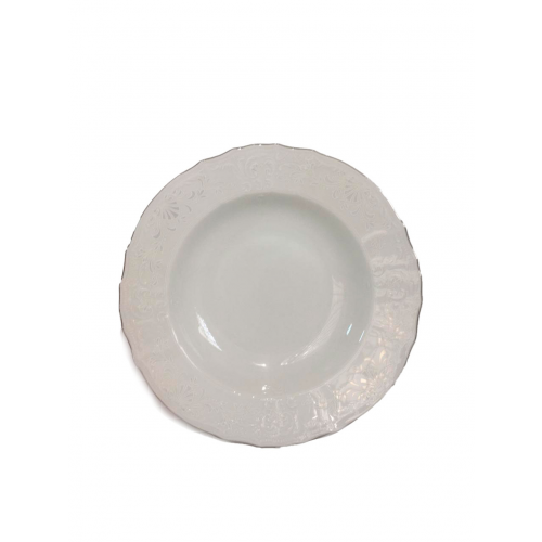 Набор тарелок глубокие 23 см Bernadotte, декор Деколь, отводка платина (6 шт)