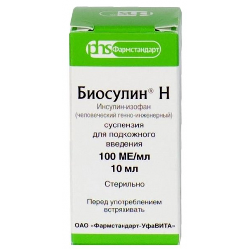 Биосулин H суспензия для п/к введения 100 МЕ/мл флакон 10 мл