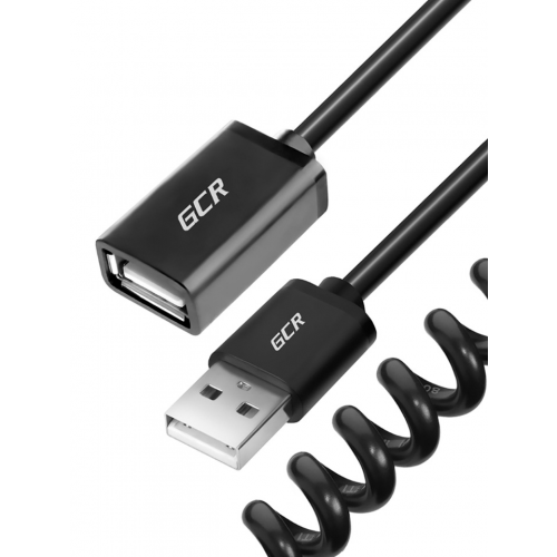Удлинитель GCR GCR-UEC0 1м USB 2.0, AM/AF витой, черный