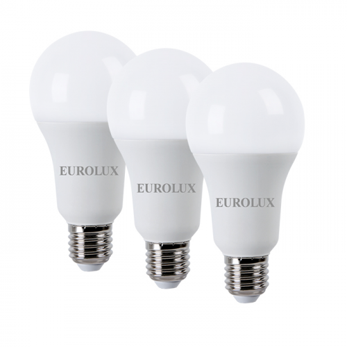 Лампа светодиодная LL-E-A60-15W-230-4K-E27, Eurolux 3 шт
