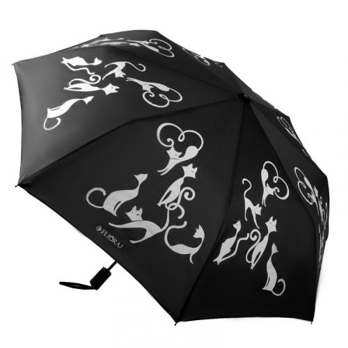 Зонт складной женский полуавтоматический Flioraj 100613 FJ черный
