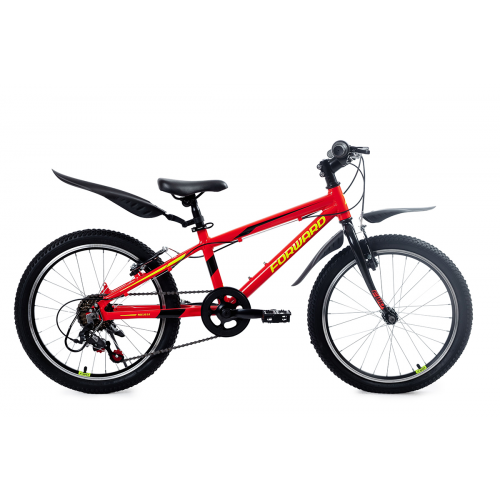 Велосипед Forward RISE 20 2.0 2021 10.5" красный/ярко-желтый
