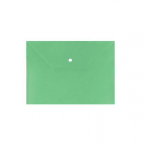 Папка-конверт на кнопке, 0,15 мм, А4, непрозрачная зеленая