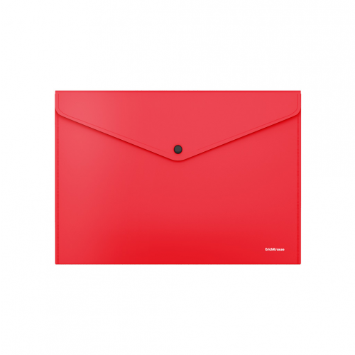 Папка-конверт на кнопке пластиков ErichKrause® Fizzy Classic непрозрач A4 красн пакет 12шт