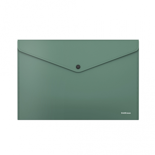 Папка-конверт на кнопке пластиков ErichKrause® Fizzy Classic непрозрач А4 зелен пакет 12шт