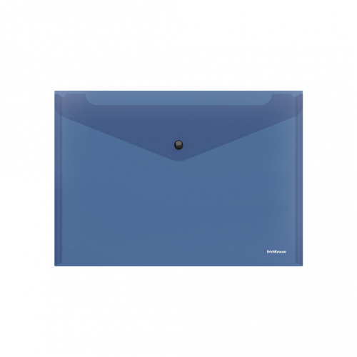 Папка-конверт на кнопк пластиков ErichKrause® Glossy Classic полупрозр A4 синий пакет 12шт