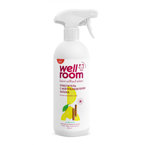 Очиститель с нейтрализатором запаха Wellroom, против меток кошки, корица,цитрус, 500 мл