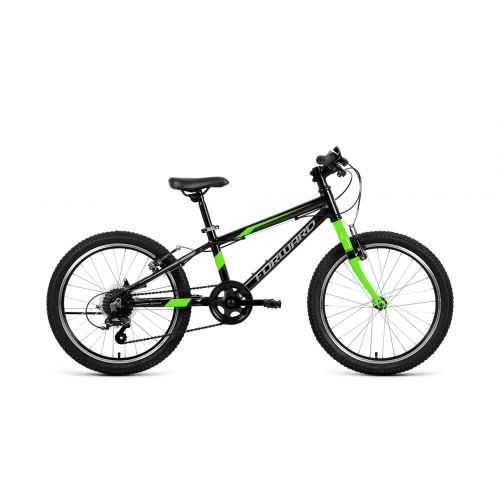 Велосипед Forward Rise 20 2.0 2021 Черный/Ярко-Зеленый (Дюйм:10,5)