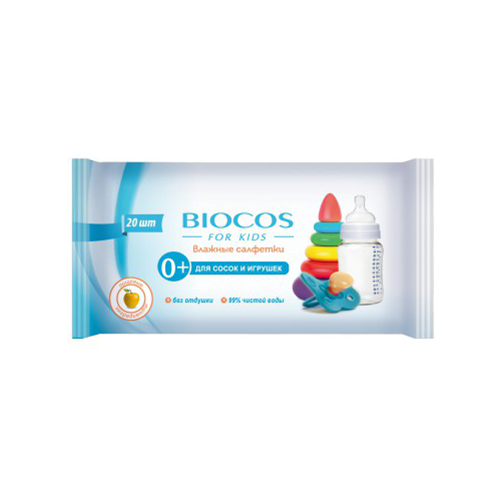 Влажные салфетки для сосок и игрушек BioCos очищающие 20 шт