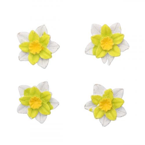 LR15-4621 Объемные фигурки 'Цветок' (полимер), бело-желтый, 3*3 см, упак./4 шт., 'Астра'